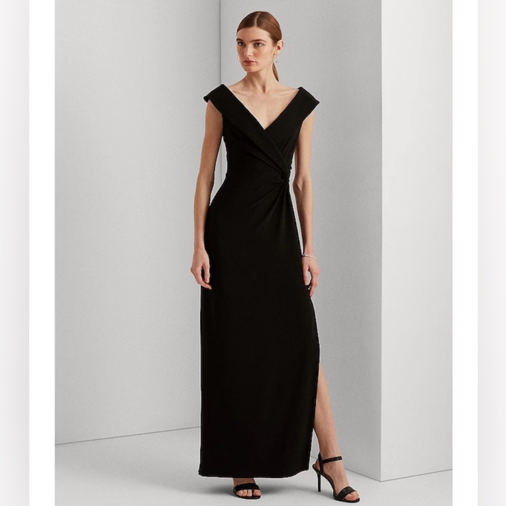 Ralph Lauren Black Sleeveless Side Slit Gown